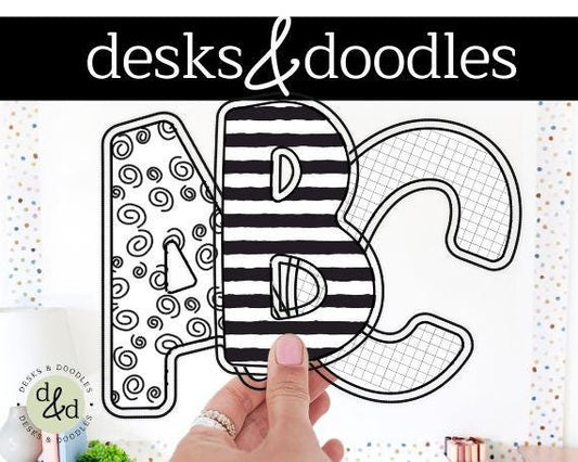 Black & White Bulletin Board Letters| A-Z Bulletin Board Decor| Teacher Letters| Display Letters| Print and Cut Letters| Board Letters|