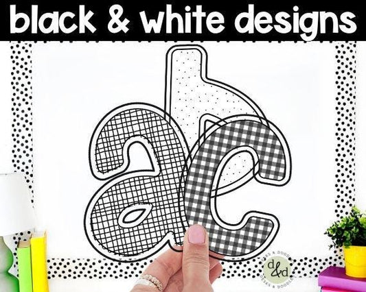 Black & White Bulletin Board Letters| A-Z Bulletin Board Decor| Teacher Letters| Display Letters| Print and Cut Letters| Board Letters|